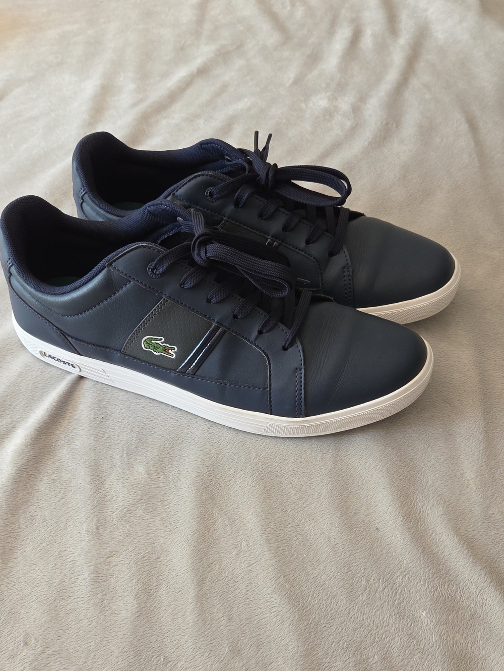 Men's Lacoste Blue Leather Sneakers, Size 10.5